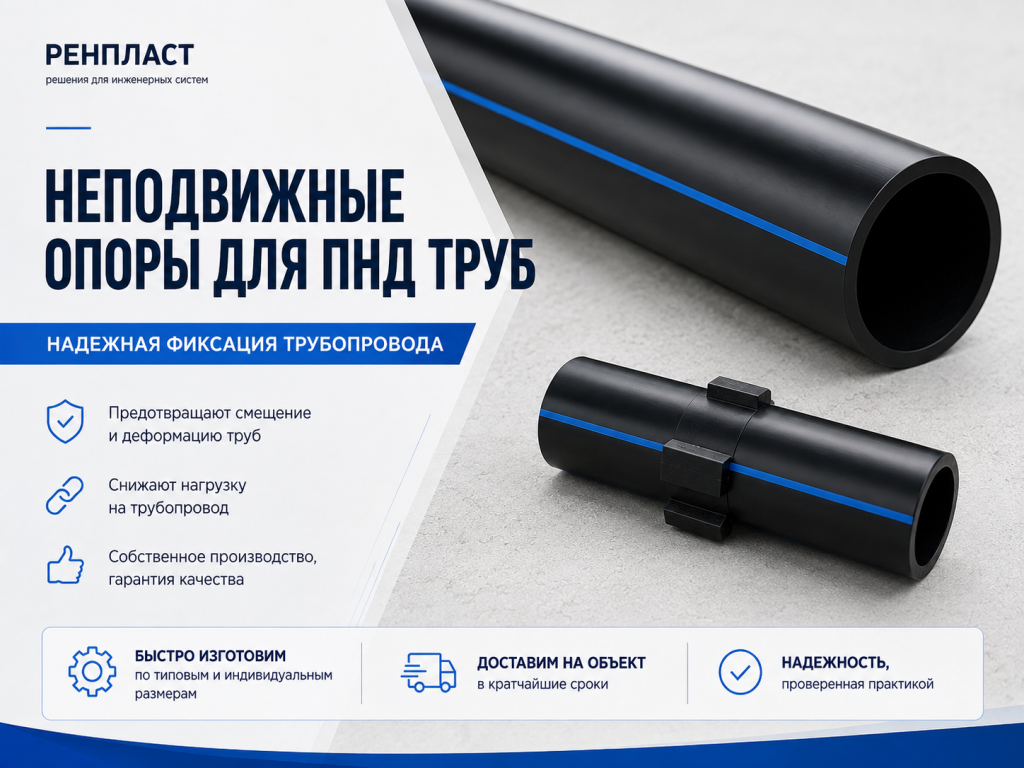 Производство неподвижных опор РенПласт для ПНД труб с доставкой на объект.